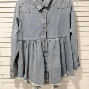 Umgee Light Blue Denim Button-Front Top